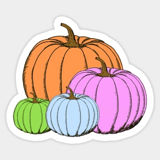 Cute Pumpkins Design in Orange, Blue, Green and Purple Sticker